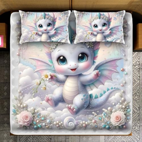 Image of Dream Living Real Look 7D Design Queen Size Bedsheet (228x254 Inch) with 2 Pillow Covers (19x29 Inch) Fly-Cat