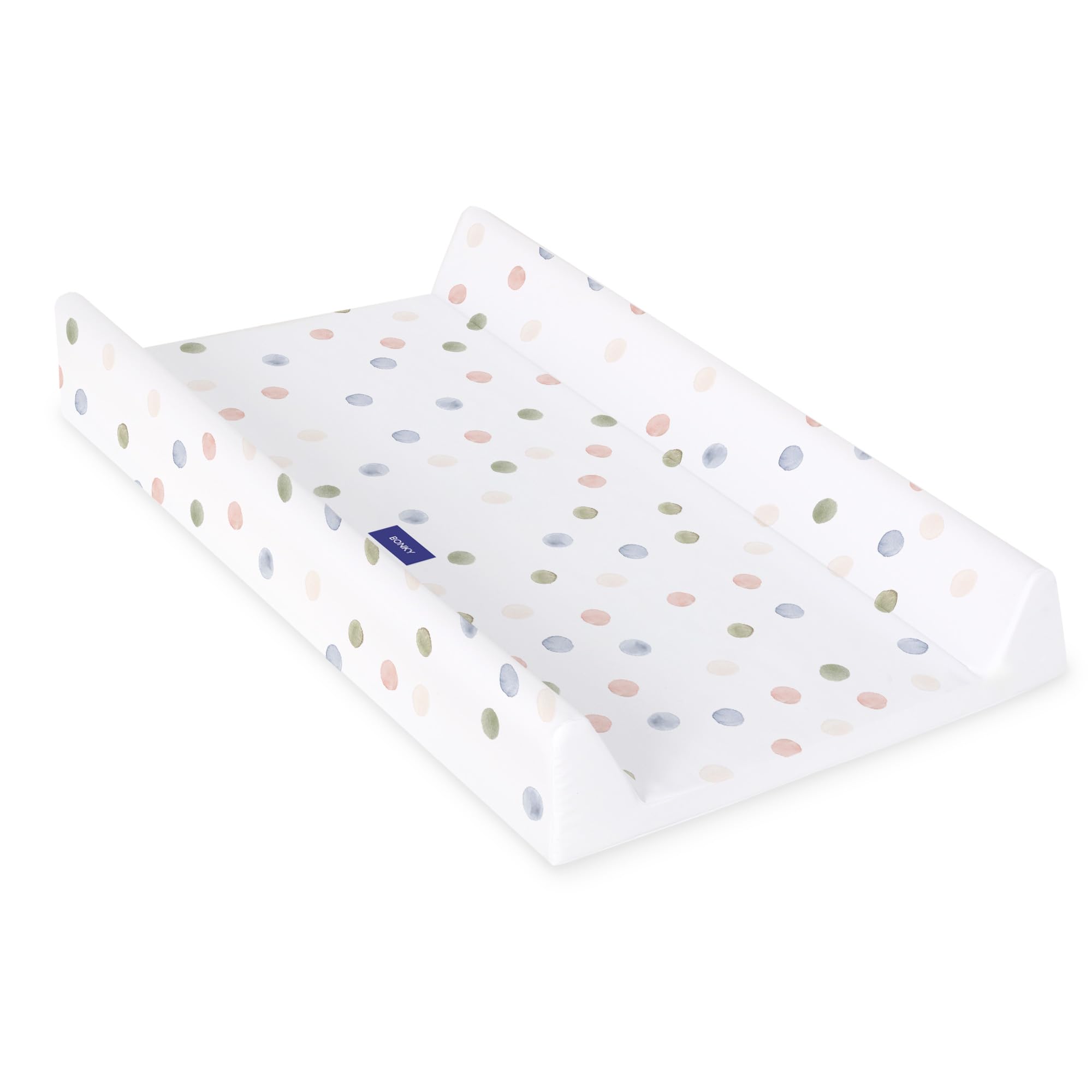 Bonky® Materassino Fasciatoio 80x50 cm con Bordo Rialzato – Fasciatoio Neonato Morbido e Impermeabile, Certificato Öko-Tex, Cuscino Lavabile per Bambini e Bambine - Puntini colorati