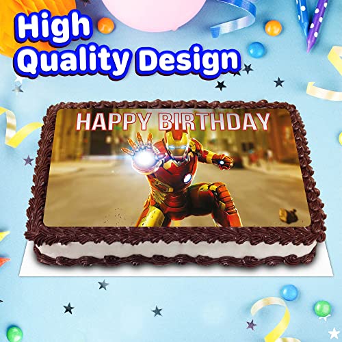 8.3 X 11.7 Inch Edible Square Cake Toppers – Avengers Iron Man Themed Birthday Party Collection Of Edible Cake Decorations #TOP1
