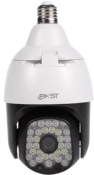 PKSTWi-Fi Wireless Bulb Shape Outdoor Indoor Weatherproof 360 degree Smart Home Security CCTV Camera 24x7 Continuous Recording with Motion Sensor, Auto Tracking Two Way Audio (Colour Night Vision)