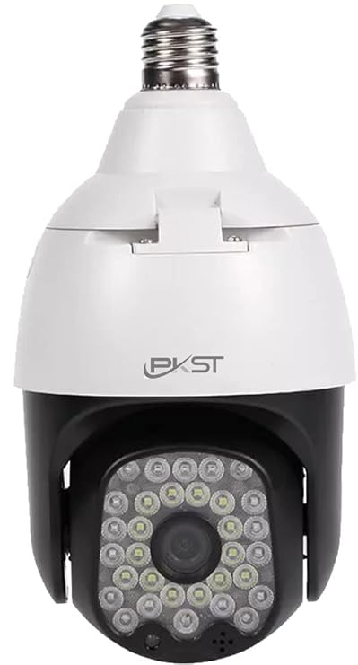 PKSTWi-Fi Wireless Bulb Shape Outdoor Indoor Weatherproof 360 degree Smart Home Security CCTV Camera 24x7 Continuous Recording with Motion Sensor, Auto Tracking Two Way Audio (Colour Night Vision)