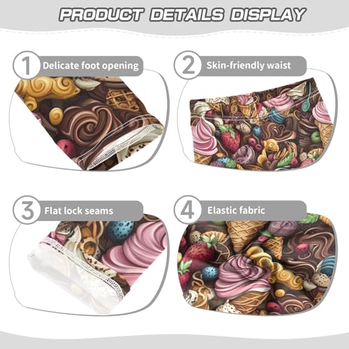 Chocolate Ice Cream Dessert Design Girls Leggings Soft Stretch Workout Yoga Dance Pants for Kids Casual Tights3