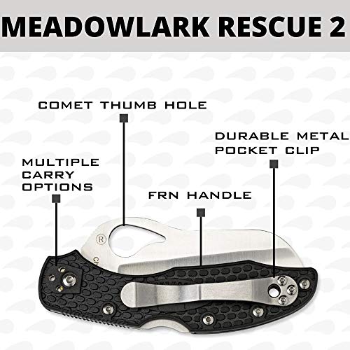 Image of Byrd Meadowlark 2 Rescue Lightweight Folding Pocket Knife, SpyderEdge | 7 inch Overall Length, 3.05 inch 8Cr13MoV Steel Blade, FRN Handle, Back Lock, Hollow Grind