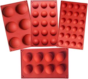 Semicircle Silicone Mold Set - Half Sphere Chocolate, Candy, Gummy, and Dessert Mold for Cake Decoration and More
