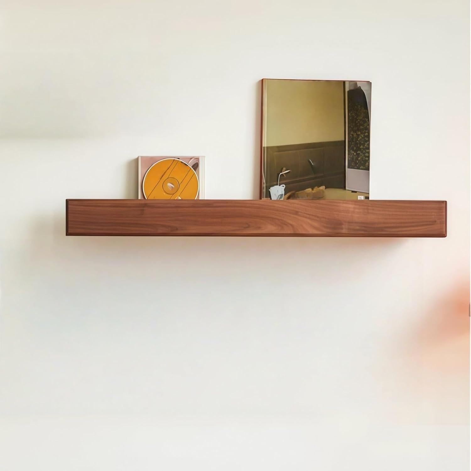 Wall-mounted Bookshelf, Natural Solid Wood Wall-mounted Magazine Rack, Finished with Eco-friendly Wood Wax Oil, Ideal for Study or Living Room(Style A,100cm/39.4in)