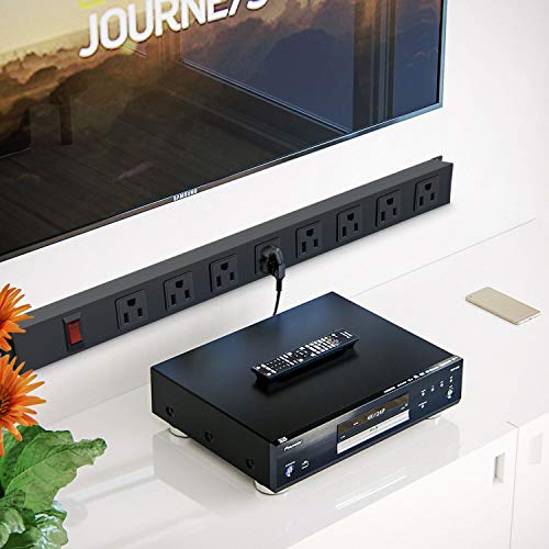 Metal 8 Outlet Power Strip, Moutable Surge Protector, Wide Spaced Heavy Duty Power Strip 6Ft 14Awg Braided Extension Cord 1200J 15A 125V 1875W 60Hz For Home Office School Shop Industrial Garage #TOP4