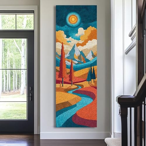 Tableau long et étroit vertical en toile encadrée 65x195 cm - 2