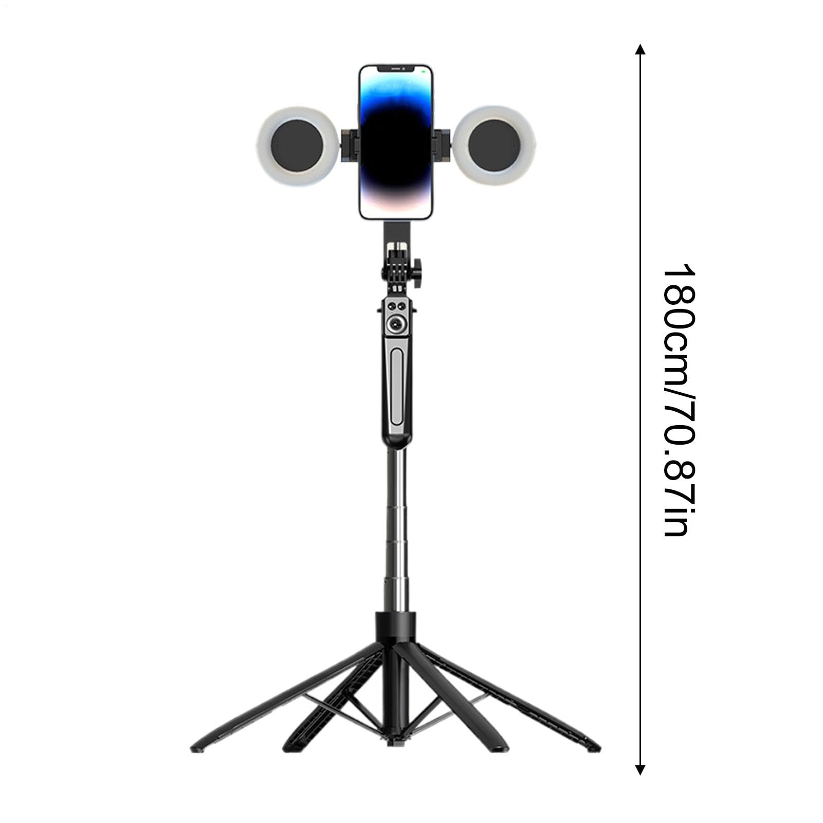 Trípode del teléfono con trípode ligero y selfie Stick | Stick Selfie de soporte de 71 pulgadas de cuatro patas | Soporte extensible para teléfono móvil, grabación de soporte de teléfono, fo