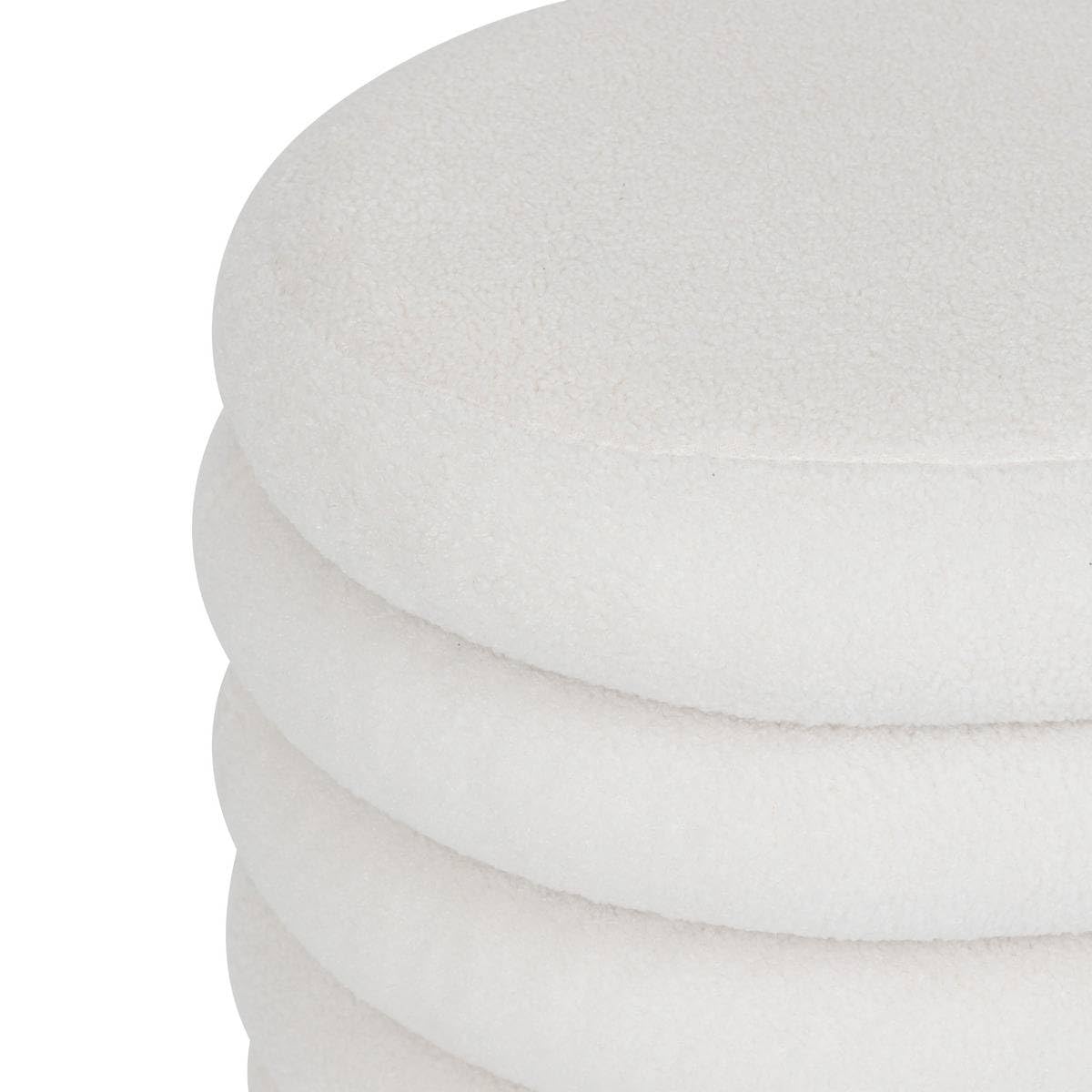 Atmosphera - Pouf Coffre Giulia, Tissu Bouclette Blanc, L 59 x P 45 x H 40 cm - pour Salon, Chambre, Entrée, Meuble de Rangement