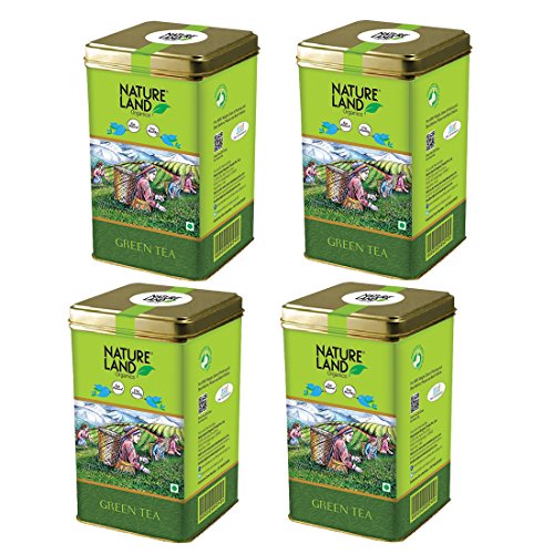 Image of Natureland Organics Green Tea 200 gm, 100% Organic Loose Leaf Tea (Pack of 4)