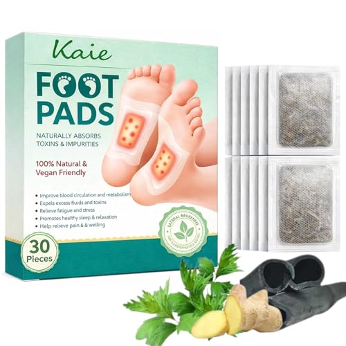 Herbal Detox Foot Pads for Toxin Removal | Bamboo Vinegar Foot Patches for Feet Cleansing & Sleep Aid | Overnight Use | Foot Patch with Acupoint Micro-Massage Technology For Men And Women (30 Pads)