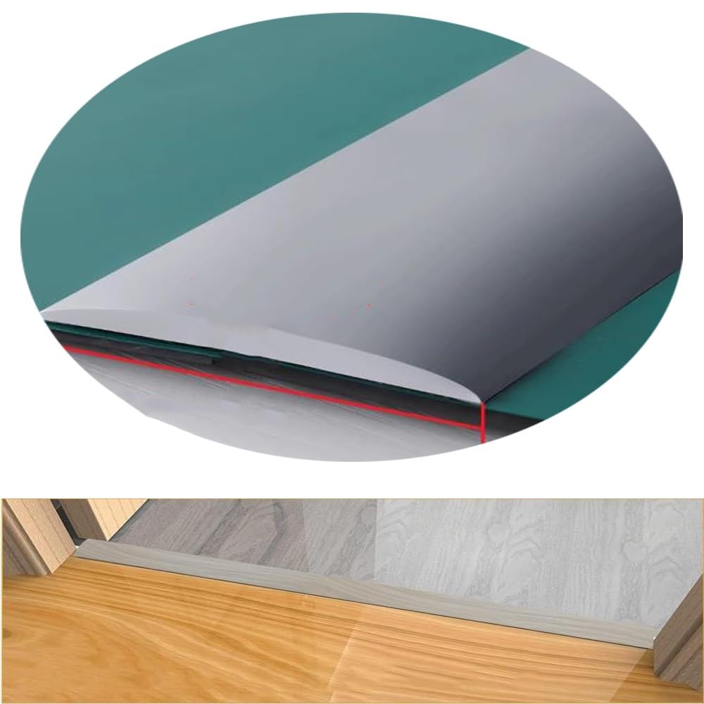 Luysmengeu Gray Pvc Floor Transition Strip Self Adhesive, Flexible Threshold Strip 2In Waterproof Edging Trim Flat Divider Strips For Joining Floor Gaps