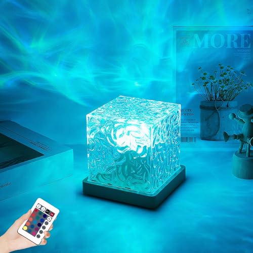OMIPAWZ Cordless Ocean Wave Lamp, Rechargeable 16 Colors RGB Aurora Northern Lights Projector Lamp for Bedroom Living Room Decor