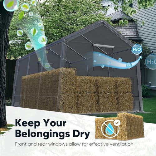 image for Quictent 8x14FT Carport Shelter with Roll-Up Mesh Windows & Reinforced