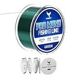 POWJOY Green Monofilament Fishing Line 20lb 600 Yards - Nylon with No-Fade Molecular Colors, Tangle-Free with Snap Ring, Low Memory High Abrasion Resistance for Freshwater & Saltwater Big Game Fish