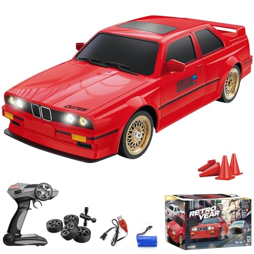 Image of RC Drift Car for Kids Adults 1:16 Scale 2.4Ghz 4WD High Speed RTR Racing Car 30KM /H with Led Lights Remote Control Vehicle Sport Toy Gifts,Two Batteries and Drift Tire Included,Red