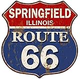 Chico Creek Signs Springfield, Illinois Route 66 Shield Metal Sign Man Cave Ga12 x 12 High Gloss Metal 211110013247