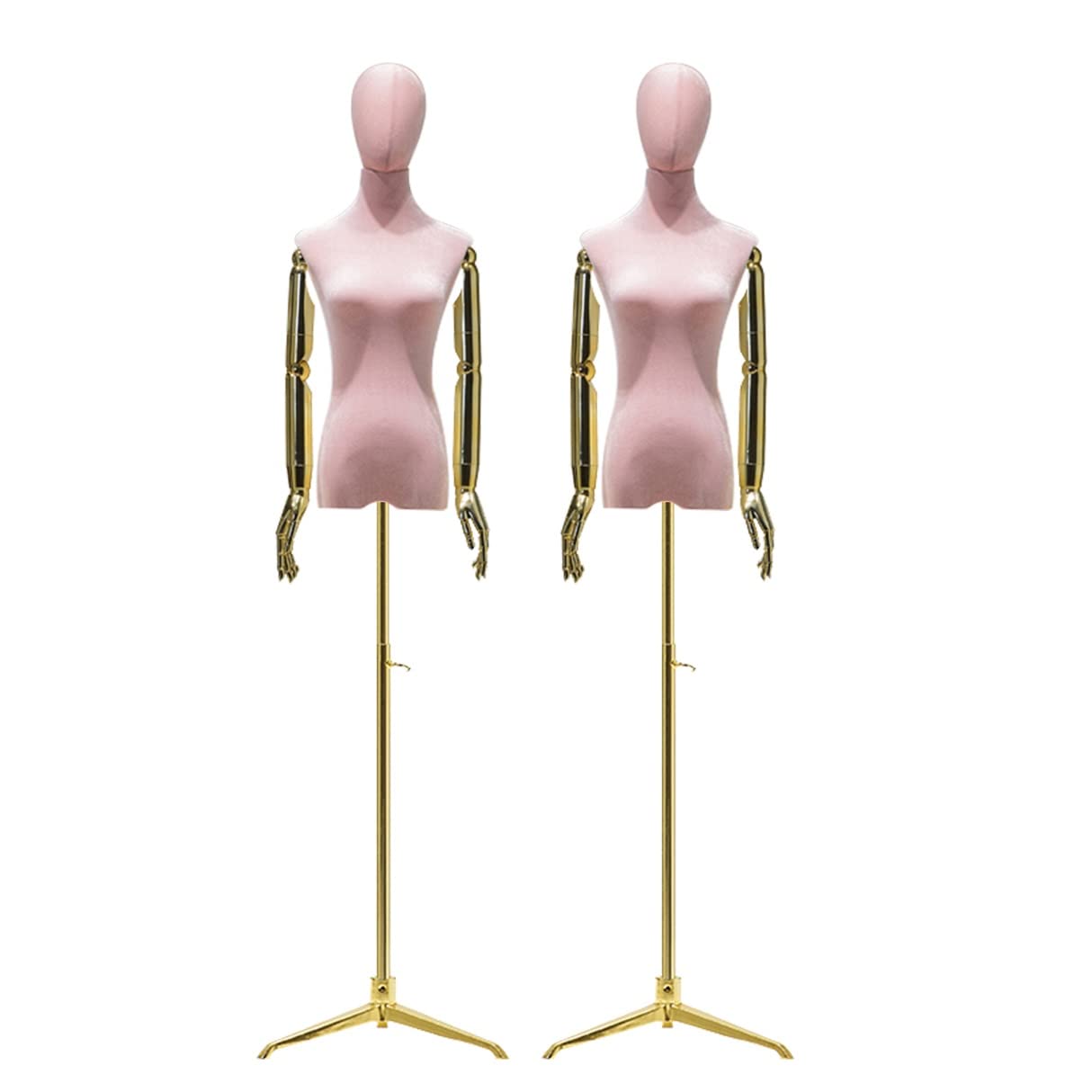 ITOSUI 2pcs Adjustable Pink Dress Form Mannequin Torso 53.1''-82.6'' with Metal Tripod Base, Detachable Arms & Head for Clothing, Dressmaking, Jewelry Display & Sewing