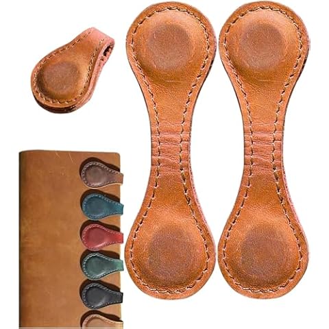 Leather Magnetic Bookmark, Magnet Leather Bookmark, Leather Bookmark, Magnet Bookmarks, Handmade, Reader Gift, Gift for him, Gift for her, Teacher Gift (2-Pack, Orange) Cover