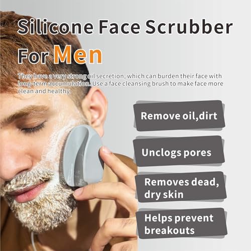 Image of Silicone Face Scrubber,Manual Exfoliating Brush,Handheld Facial Cleansing Brush for Women Men-Blackhead Removing Pore Cleansing Massaging for Sensitive, Delicate, Dry Skin (Black+Gray)