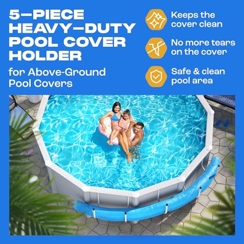 Yankee Pool Cover Holder | Universal Above Ground Pool Solar Cover Holder for Metal and Pole Frames | Strong Rotatable Pool Cover Hooks | Weatherproof Storage for Pool Covers | (12.2 x 27.8 Inches) by Yankee Pool Pillow - Used condition - Image 2