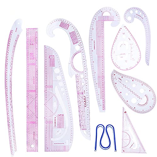 MIUSIE 10pcs/Set Sewing Tailor French Curve Pattern Grading Rulers Drawing Line Measure Clothing Patchwork Design Ruler Set