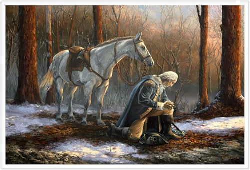Iuhyvmsm George Washington Praying On The Snow In Forge Valley Poster, A General Before His King Vintage Classical Canvas Wall Art cover