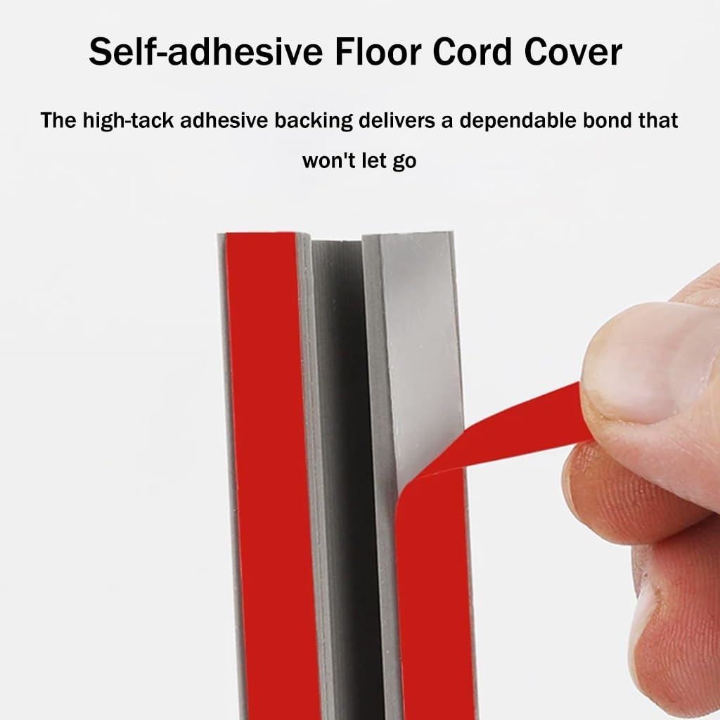 Cubrecables De Suelo Flexible De PVC Blando, Protector De Cables De Pared Autoadhesivo para Oficinas, Oculta Y Organiza Los Cables, Resistente Al Pisado(Negro,10M)