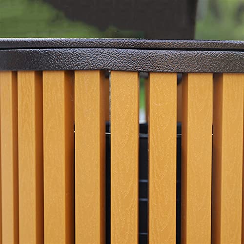 Abfalleimer für den Außenbereich, Mülleimer für den Außenbereich, Mülleimer aus Aluminiumguss, Holz, mit 3 großen Ausgießern, einfacher Mülleimer aus Metall, Abfallbehälter mit Aschenbecher, 2 Fa – Bild 5