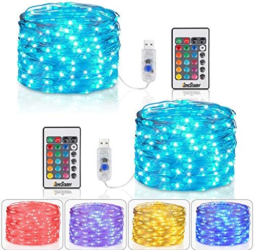 Homestarry Fairy Lights Usb Plug String Lights With Remote 33 Ft Color Changing Lights 100 Leds Twinkle Firefly Lights For Bedroom Party Wedding Christmas Tapes (2 Sets Multicolor 16 Color Usb Plug)