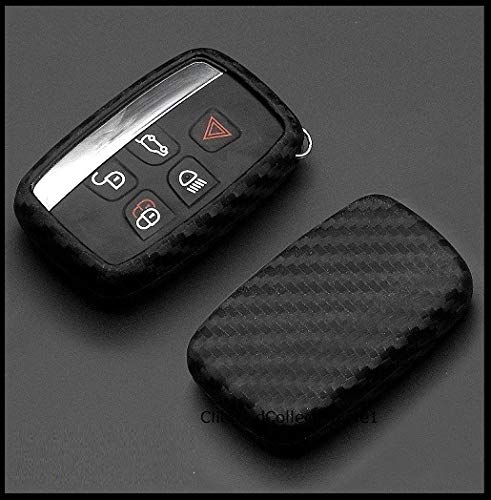 Carbon Fibre Effect Key Cover Case Suitable for Range Rover Smart Remote Fob 5 Button Sport Evoque Vogue LR4 Discovery 4 Land Rover TDV6 TDV8 SDV6 SDV8 Dynamic Lux Pure Tech HSE HST SE SD s45cf