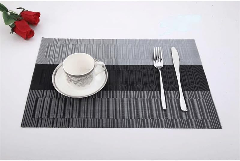 Heat Resistant Placemats Non-Slip Place Washable Insulation Woven Vinyl Table Mats for Kitchen Dining Room
