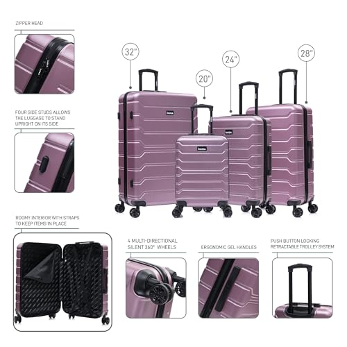 Image of InUSA TREND Luggage with Spinner Wheels | Durable Lightweight Hardside Suitcase, Travel Sets with Handle and Trolley | (20in, 24in, 28in, 32in) 4 Piece Set | Rose Gold