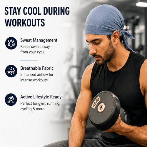 Image of GG BAI Cottrise Sikh Religious Patka Headwear Sweat Wicking Doo Rag Cooling Dew Rag Helmet Liner Hat Large Motorcycle Head Wrap Bandana Skull Caps for Men and Women