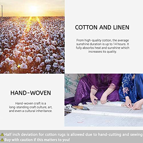 Image of SAGON 2x5 Ft Printed Runner Carpet - Cotton Bedside Rug for Bedroom & Living Room (Black Circul)