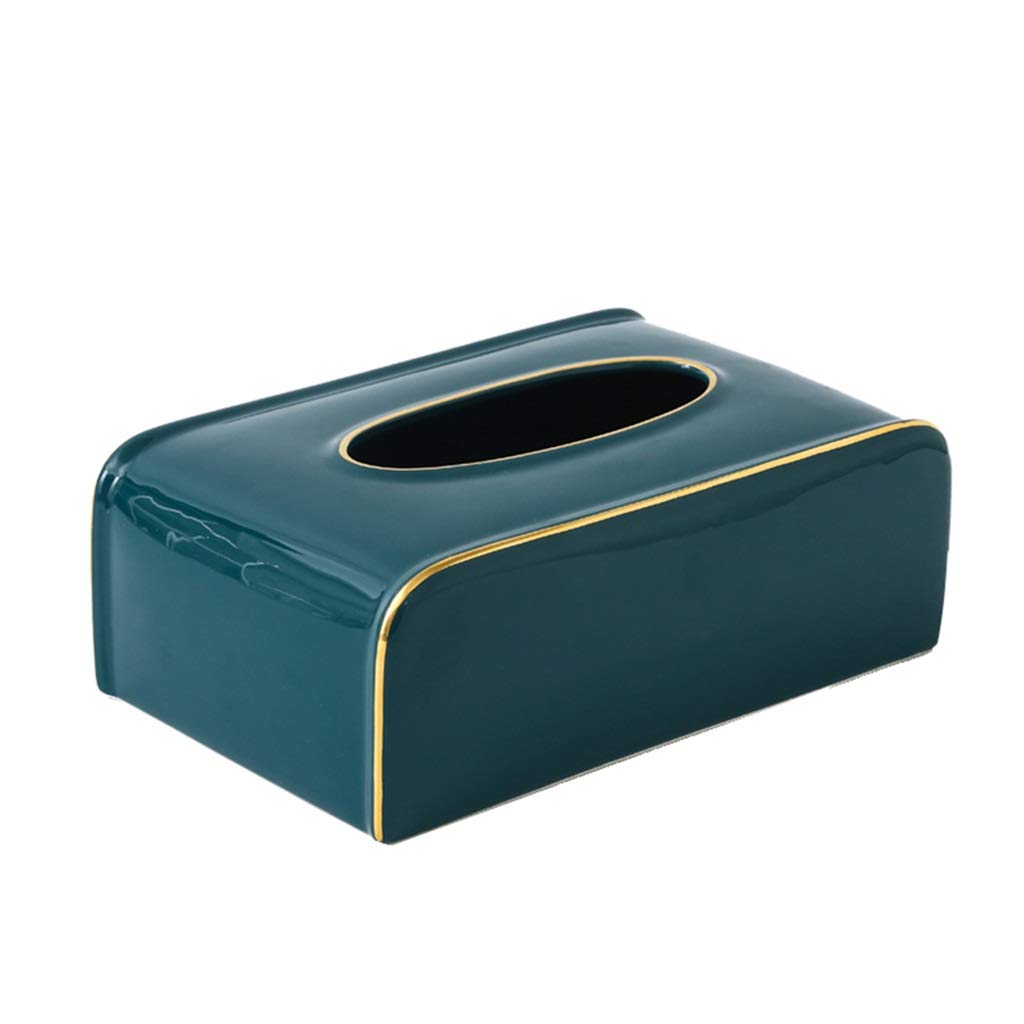Cnfhfry Green Tissues Box， Bedroom Living Room Desktop Storage Box Home Coffee Table Restaurant Ceramic Tissue Box-(Green)