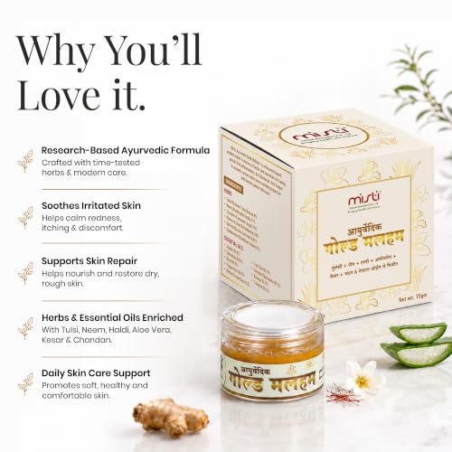 Image of Misti Ayurvedic Gold Malham (Ointment) - 15 gm | Ointment For Repairs Crack Foot, Ringworms, Burn Marks, Allergies,Fungal Infection | Helps In Pigmentation | For Men & Women | Daily Use
