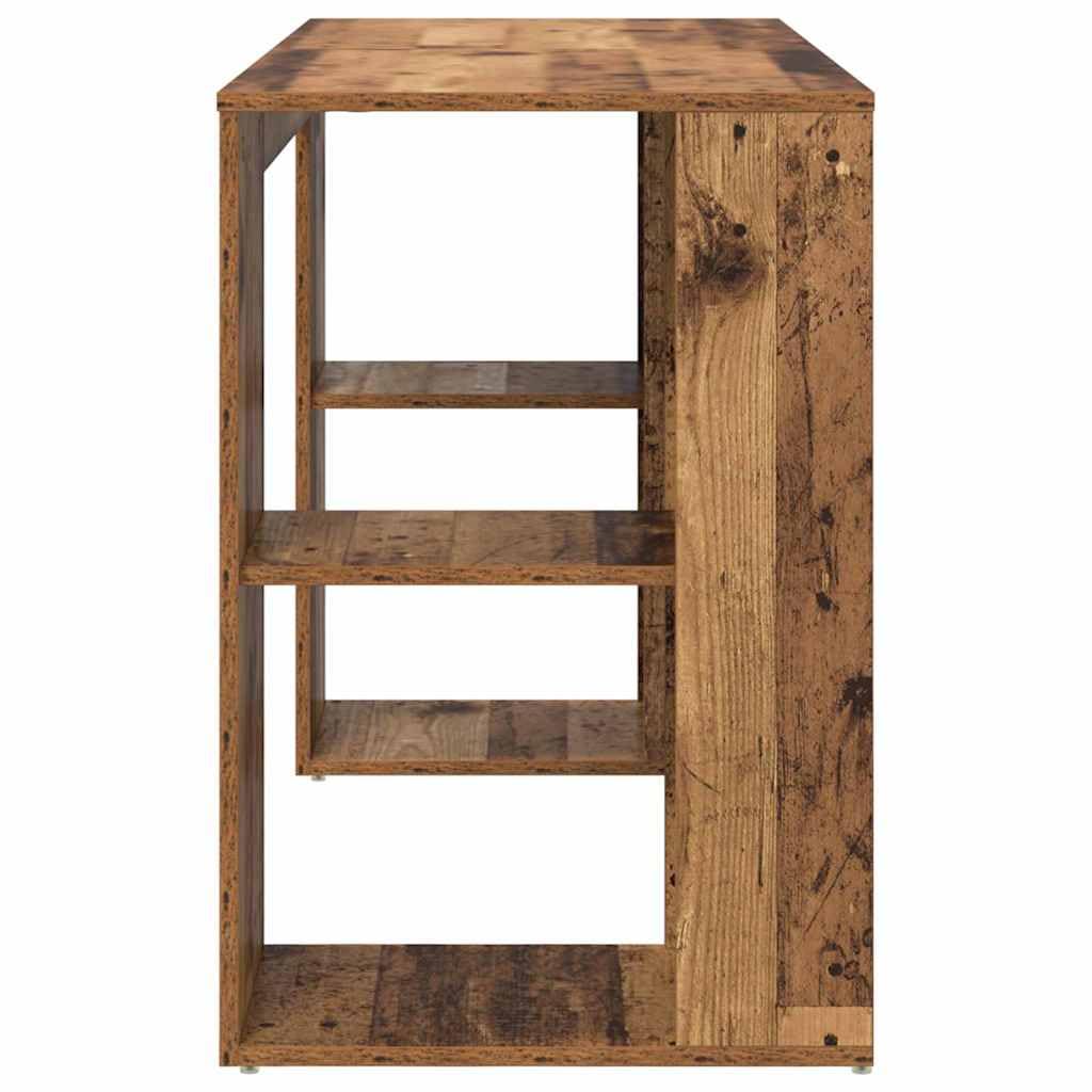 Scrivania in legno vecchio, 130 x 50,5 x 75 cm, con 2 ripiani, grande scrivania per computer, robusta e moderna, per casa, ufficio, gioco, camera dei ragazzi
