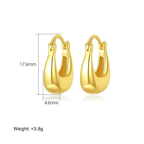 Miniatura 48 de Dainty Sterling Silver Hoop Dangle Earrings for Women, OUXi 18K Gold Plated Huggie Drop Earrings with Cubic Zirconia, Moon Star Small Hoop Earring