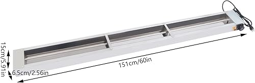 Miniatura 5 de Lámpara de calor de alimentos de 60 pulgadas, calentador de alimentos eléctrico comercial con cable, enchufe y 4 ganchos de montaje, para