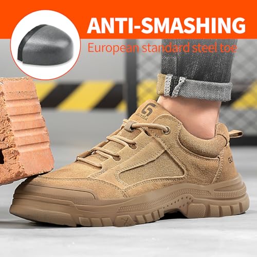 Image of Steel Toe Shoes for Men Puncture Proof Indestructible Industry Construction Work Shoes Lightweight Comfortable Breathable Steel Toe Safety Sneakers