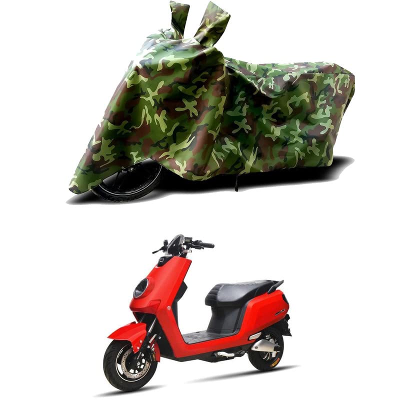 Image of 100% Water Resistant Full Bike Scooty Two Wheeler Body Cover Compatible for Benling Icon LI /UV-Rays /Heat Protection /Birds Dropping /Scratchproof /Dust Proof /Waterproof /All Varients[Green MJ]