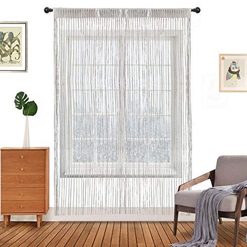 Door String Curtain Wall Panel Fringe Window Blind Fringe Window Panel Room Divider Ribbon Strings Tassel for Wedding Coffee House Restaurant Party Parts 39x78 Inch