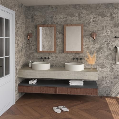 16"×591" Light Brown Grey Concrete Wallpaper Peel and Stick 3D Industrial Cement Contact Paper Vinyl Wrap Matte Textured Self Adhesive Wall Tile Sticker for Walls Kitchen Countertops Bedroom Bathroom