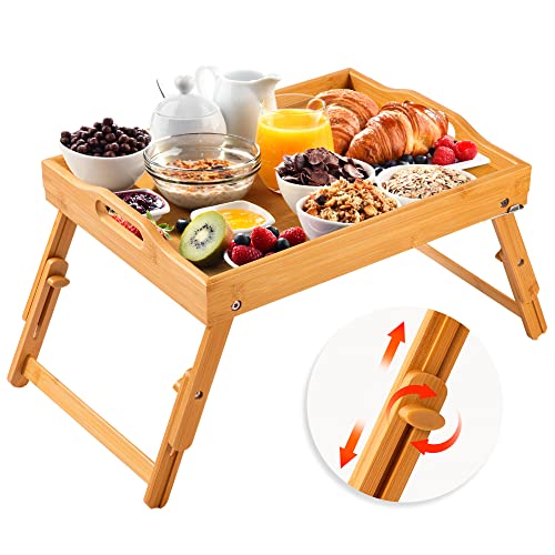 Bellsal Bed Tray For Eating Adjustable Folding Legs Food