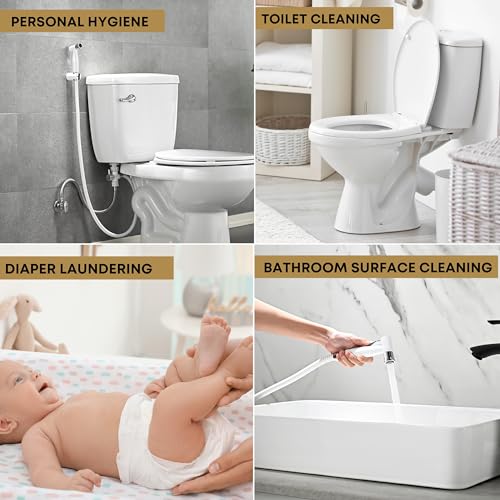 Image of Purrfectzone Bidet Sprayer for Toilet, Bidet Sprayer for Feminine Wash, Premium Stainless Steel Jet Spray for Toilet, Wall-Mounted or Toilet Tank Mounted - White /Chrome