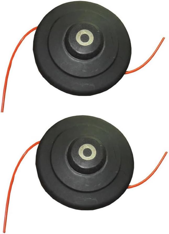Trueshopping Nylon Replacement Trimmer Head - Brush Cutter Tap and Go with 5m of Spool Line Cord - High Speed Bump Feed, Two Line Head, Pre-loaded (Pack of 2)