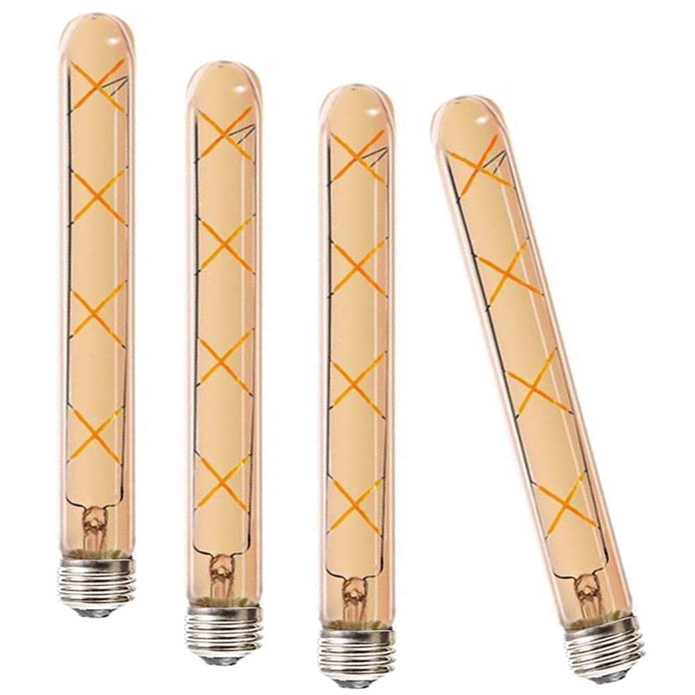 4er E27 LED Langröhren Glühlampe 8W 300mm T30 E27 Sockel Edison Vintage Röhrenlampe,Bernsteinglas Warmweiß 2700K Nicht Dimmbar Retro-Nostalgie Lampen Vintage Dekoration