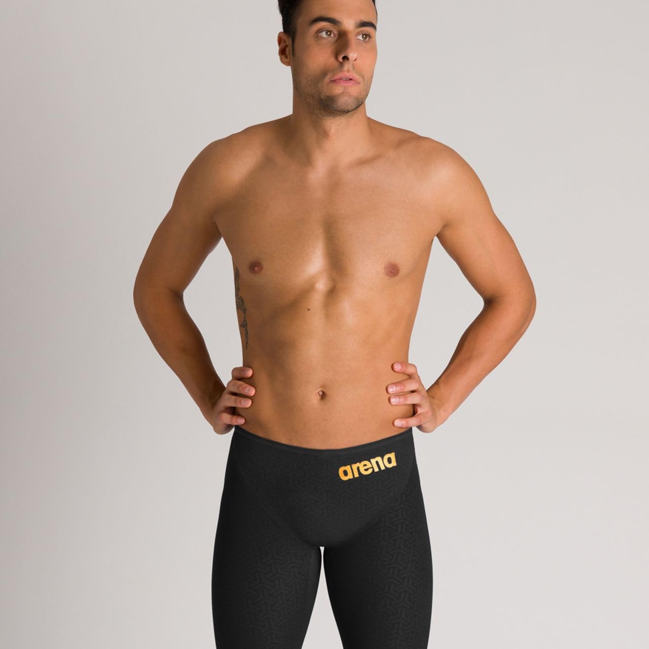 ARENA Men's Powerskin Carbon Glide Swimsuit, Black/Gold, 4 Black Male Racing Size 30
