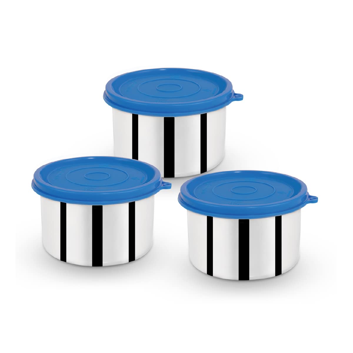 TruewareDay to Day Container | Set of 3 | Blue | Satinless Steel | Multipurpose | Lunch Box Container | 500 ML Each | Lunch Box Container | Air Tight | Leak Proof | BPA Free